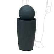 CRUCIBLE WATER FOUNTAIN WITH BALL FOUNTAIN -GRANITE GREY